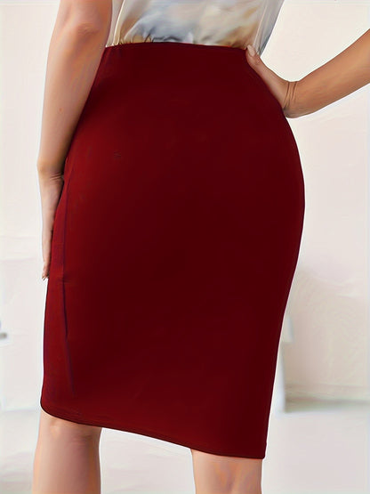 Spring and summer new plus size women's fashion temperament wind slit design solid color half-body skirt