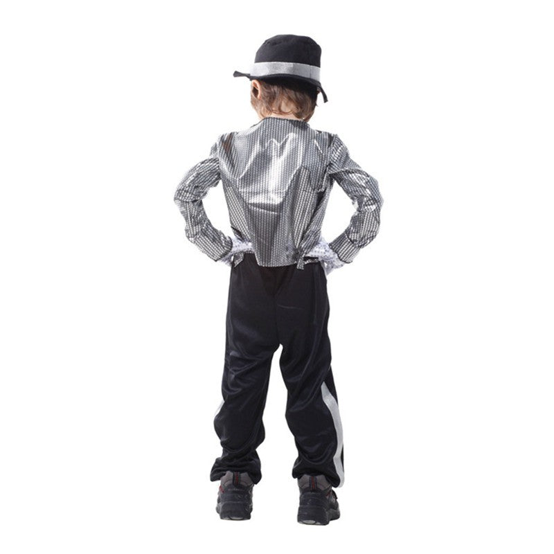 Children MJ Michael Jackson Cosplay Carnival Costume Coat Billie Jean Kids Party Superstar Singer Dance Clothing