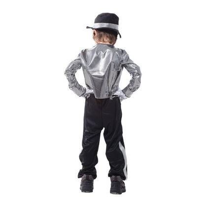Children MJ Michael Jackson Cosplay Carnival Costume Coat Billie Jean Kids Party Superstar Singer Dance Clothing