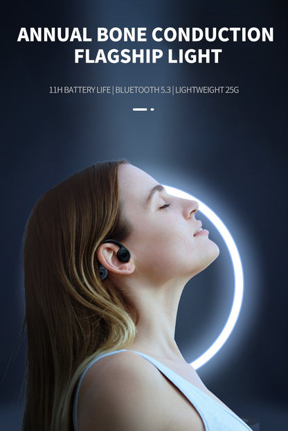 Real Bone Conduction Headphone Wireless Earphone Bluetooth 5.3 Sports Headsets Hands-free with Mic for Running
