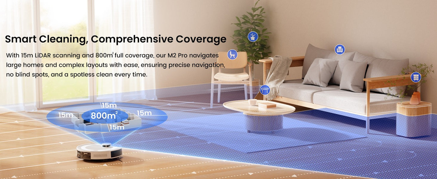 M2 Pro Lefant Robot Vacuum and Mop Combo,Self-Emptying with ,5500Pa LiDAR Robotic Vacuum Cleaner with Precision Mapping,