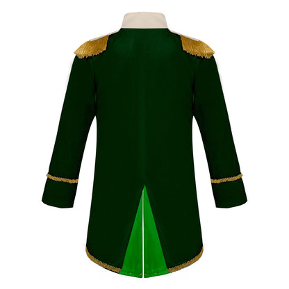 Little Boys Prince Cosplay Costume Long Sleeve Gold Fringe Braiding Velvet Tuxedo Tailcoat Royal Court Cosplay Jacket Dress Up