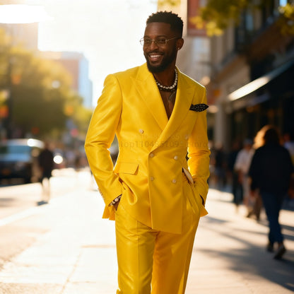 Men's 2-Piece Smoking Tuxedo Casual Double-Breasted Blazer Fitted Wedding Attire for Graduation Parties Moda Style