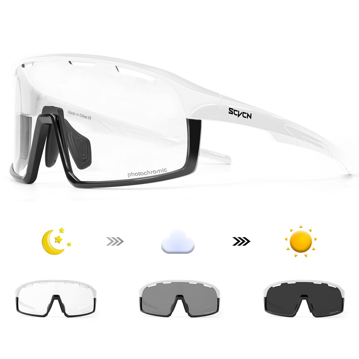 SCVCN Outdoor Photochromic Sunglasses Bicycle Cycling Glasses Women Sports UV400 Mtb Driving Bike Glasses Men Tactical Goggles