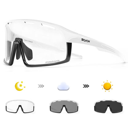 SCVCN Outdoor Photochromic Sunglasses Bicycle Cycling Glasses Women Sports UV400 Mtb Driving Bike Glasses Men Tactical Goggles