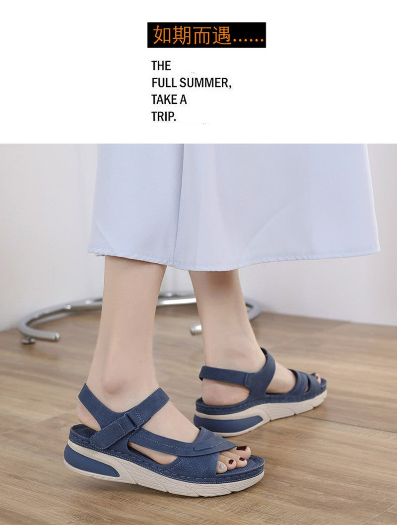 Sandal Lightweight Casual Sporty Comfortable Thick-Soled Velcro Versatile Fashion Trend Breathable National Style Wear-Resistant