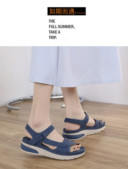 Sandal Lightweight Casual Sporty Comfortable Thick-Soled Velcro Versatile Fashion Trend Breathable National Style Wear-Resistant
