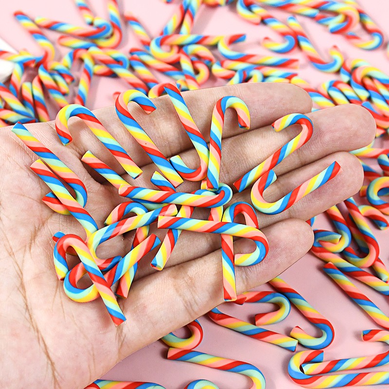 10/30/50Pcs Mini Candy Cane Christmas Decoration Red White Resin Candy DIY Crafts Xmas Pendant Navidad Home Decor 2026 New Year