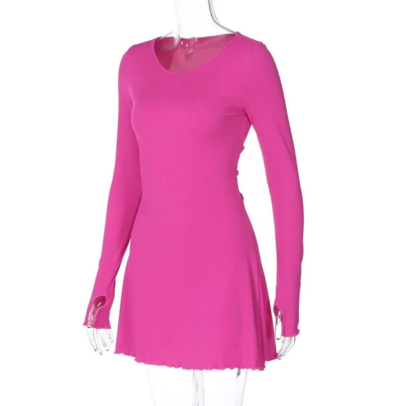 Dulzura Women 2024 Spring Autumn Fashion Long Sleeve Knitted Streetwear Bodycon
