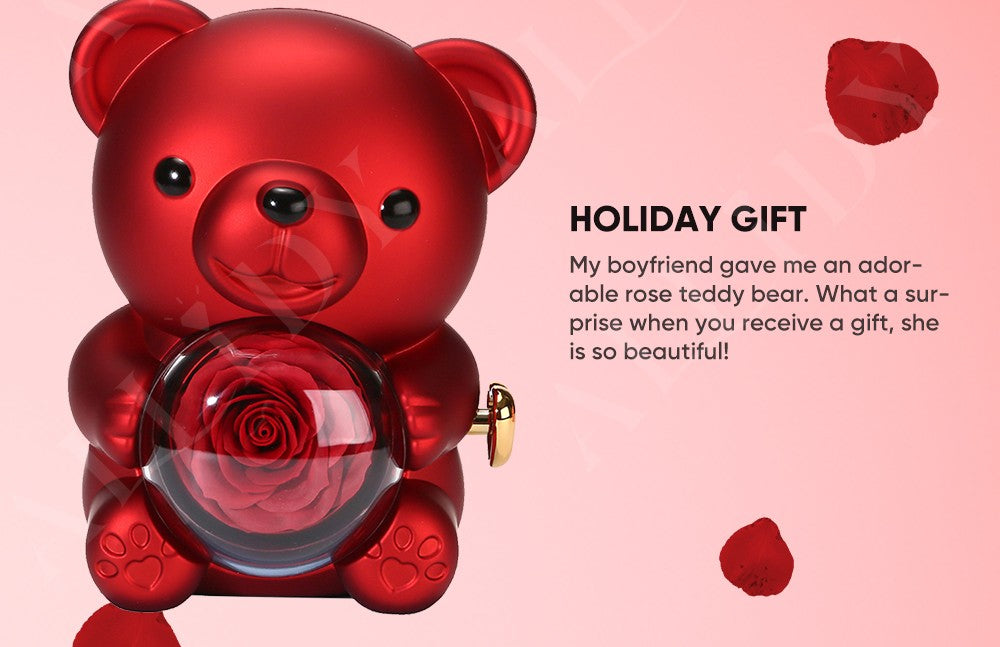 2025 Hot Eternal Rose Teddy Bear Gift Box with Custom Necklace Jewelry Set Valentine's Birthday Holiday Gift Back School Gift