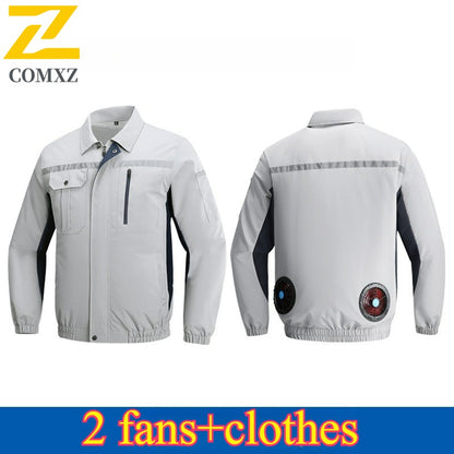 Summer Cooling Jacket Men's Hooded Fan Jacket Heat Resistant Fan Air Conditioner Clothes Breathable Outdoor Fishing Fan Workwear