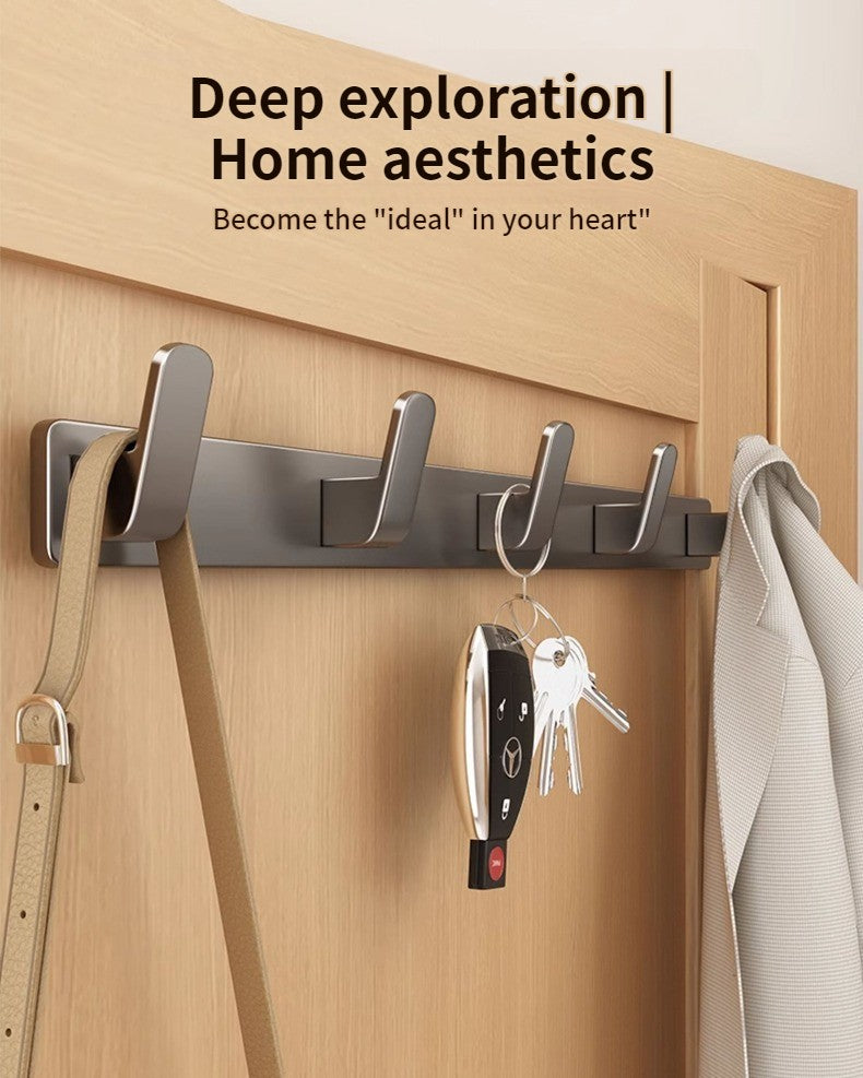 no drill Space Aluminum punch-free Kitchen Hook Bathroom Clothes Hooks Storage Rack Hook Door Wall Hanging Household Accessories