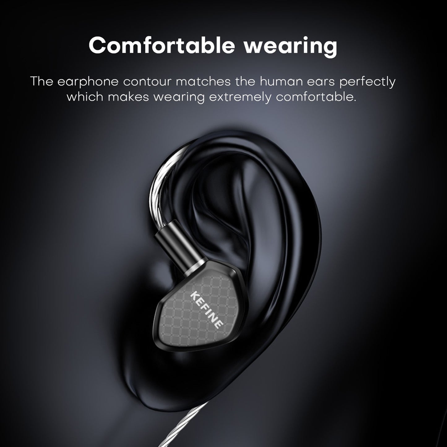 Kefine Klean 10mm DLC Diaphragm Dynamic Driver IEMs Hi-Fi In-ear Earphone with Nozzles and Comfortable 2-pin Silver-plated Cable