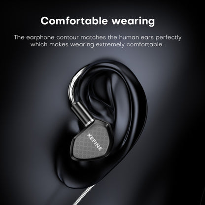 Kefine Klean 10mm DLC Diaphragm Dynamic Driver IEMs Hi-Fi In-ear Earphone with Nozzles and Comfortable 2-pin Silver-plated Cable