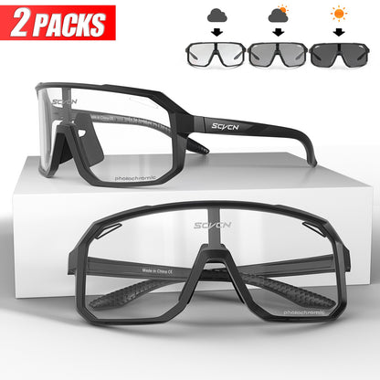 2 Pacotes de Óculos de Ciclismo Fotocromáticos para Ciclismo MTB Óculos de Proteção para Bicicleta, Bicicleta de Montanha, Masculino e Feminino, Esportivo