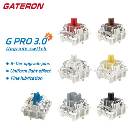 GATERON G Pro V3 3.0 Pro Switch 3 pin para Teclado Mecânico Pré-Lubrificado RGB Linear Tátil Branco Amarelo Vermelho Prata Marrom Eixo MX