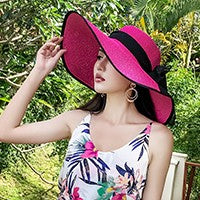 Chapéu de Sol Feminino, Aba Grande, Ondas, Boné de Praia, Chapéu Feminino, Viseiras de Sol de Aba Grande, Boné Panamá com Proteção UV, Chapéu Dobrável de Palha, Protetor Solar Vintage