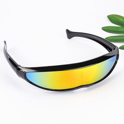 New Futuristic Narrow Cyclops Sunglasses Laser Eyeglasses UV400 Personality Mirrored Lens Costume Eyewear Men Gafas De Sol
