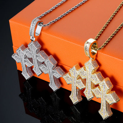 High Quality 3Inch Mens Hip Hop Cross Pendant New Release Iced out Triple Cross with Stone Charm Necklace Made Brass