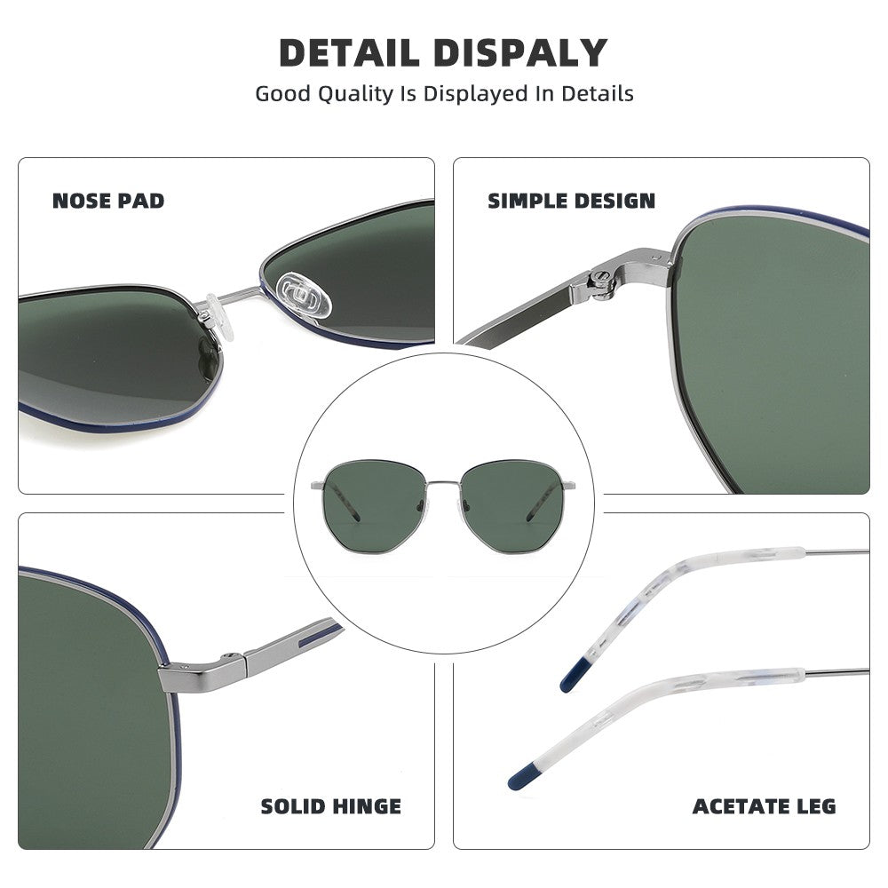 Square Polarized Sunglasses for Women Men Small Hexagonal Polygon Polarized Lens Trendy Sun Glasses Classic Shades UV400 Protect