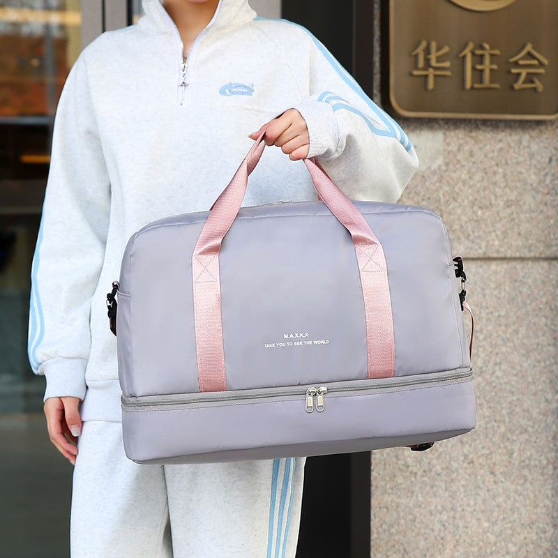 Large Capacity Travel Duffel Bag Oxford Gym Fitness Bag with Wet/Dry Zones & Shoes Compartment for Outdoor Trips Sport Bag