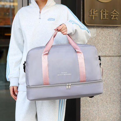 Large Capacity Travel Duffel Bag Oxford Gym Fitness Bag with Wet/Dry Zones & Shoes Compartment for Outdoor Trips Sport Bag