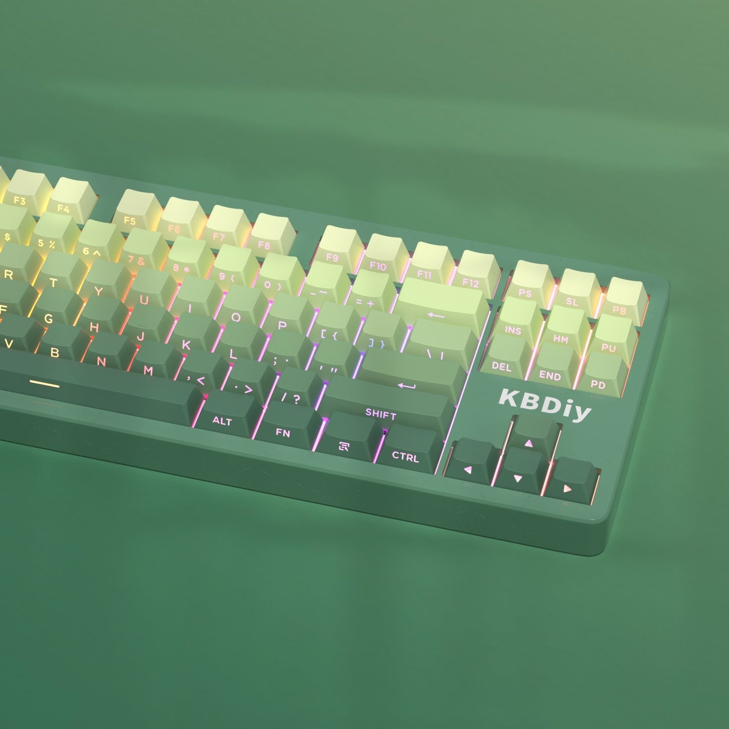Novas Teclas 133 Gradiente Verde Shine Through Keycaps Impressão Lateral PBT Keycap Perfil Cherry Double Shot para Teclados Mecânicos