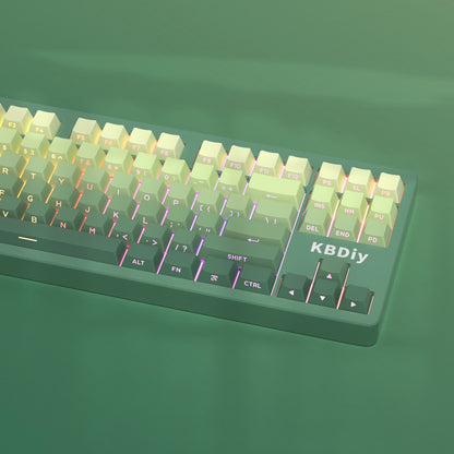 Novas Teclas 133 Gradiente Verde Shine Through Keycaps Impressão Lateral PBT Keycap Perfil Cherry Double Shot para Teclados Mecânicos
