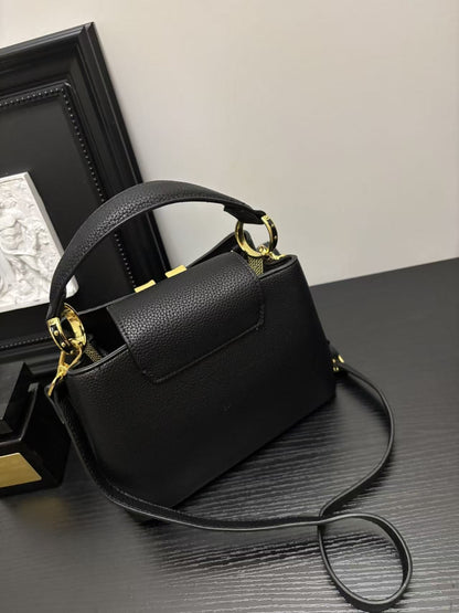 New Vintage Shoulder Bag for Women Cowhide Underarm Crossbody Bucket Bag Ladies Luxury Designer Handbags with Original Logo