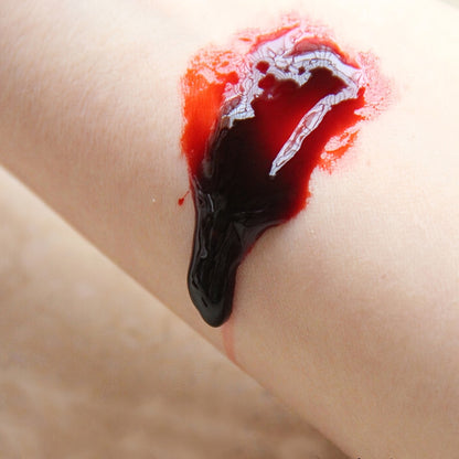 1pc Halloween Fake Blood Makeup Kit, Bright Red Coagulated Fake Blood Paste with Sponge, Realistic Artificial Blood for Party Z