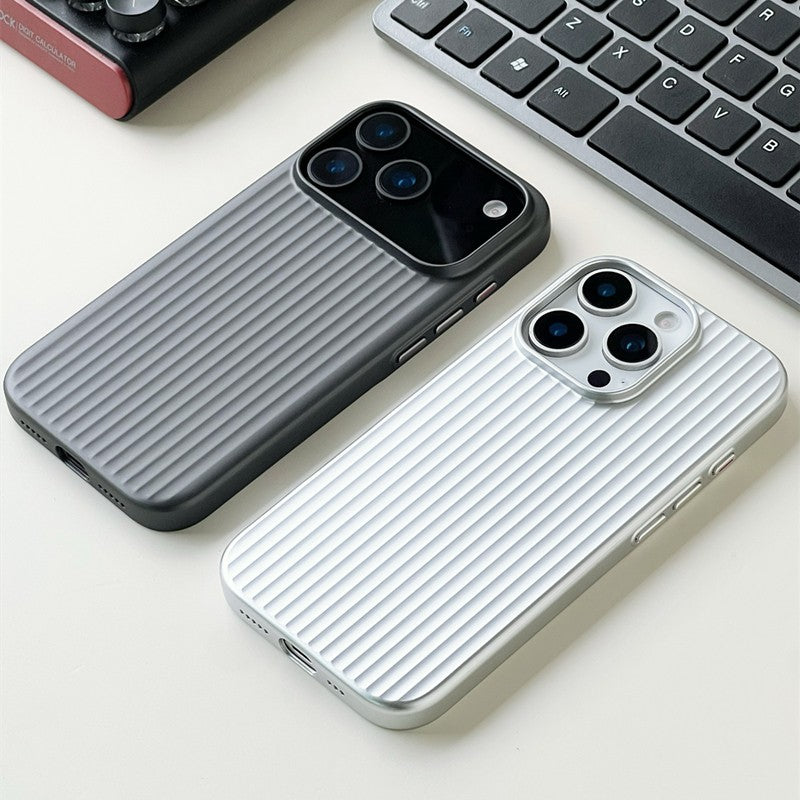 Capinha para Celular Magsafe com Listras 3D Fashion "Plating" para iPhone 17 16 15 14 Pro Max, à Prova de Choque, Carregamento Sem Fio, Capa Fosca