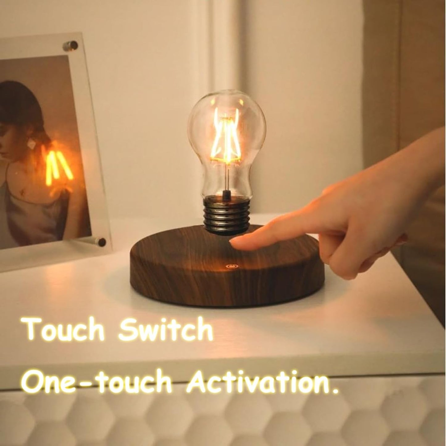 Levitating Moon Magnetic Floating Night Light, 3 Colors Temperature, Creative Table 3D LED Lamp with Wooden Base for Gift Office
