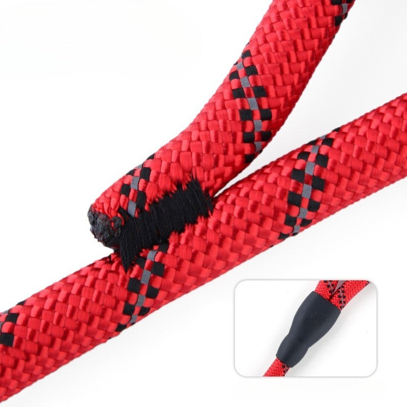 Coleira redonda de nylon reflexivo de seda para cães de médio e grande porte, corda de puxar para passear com cães