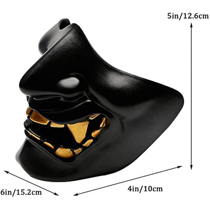 Bullsgetin Airsoft Half Face Mask - Evil Demon Monster Kabuki Samurai Hannya Oni Masquerade Ball, Party, Halloween, Cs War Game