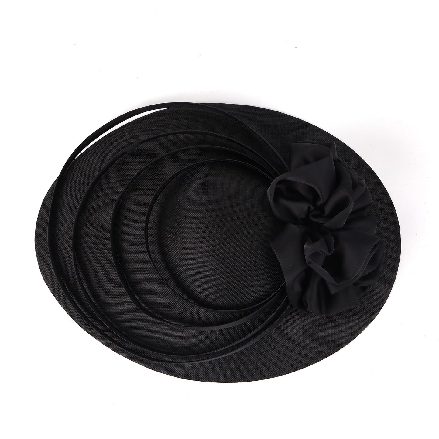 Fascinator Preto Grande com Flores Chapéu Sinamay para Igreja Chapéu Kentucky Derby Casamento Luxuoso Faixa de Cabelo Chapéu Coquetel Chá de Mulheres