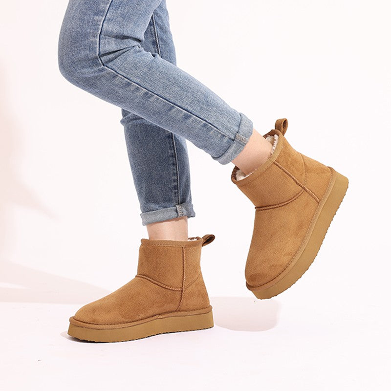 Comwarm Winter Snow Boots For Women Thick Bottom Plush Fluffy Snow Boots Comfort House Fur Boots Non-Slip Platform Cotton Shoes