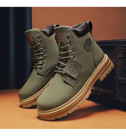 Botas Masculinas Grandes 48 Botas de Motocicleta Cano Curto Masculinas Impermeáveis para Caminhada Chelsea de Inverno Botas Retrô Confortáveis Botas Masculinas