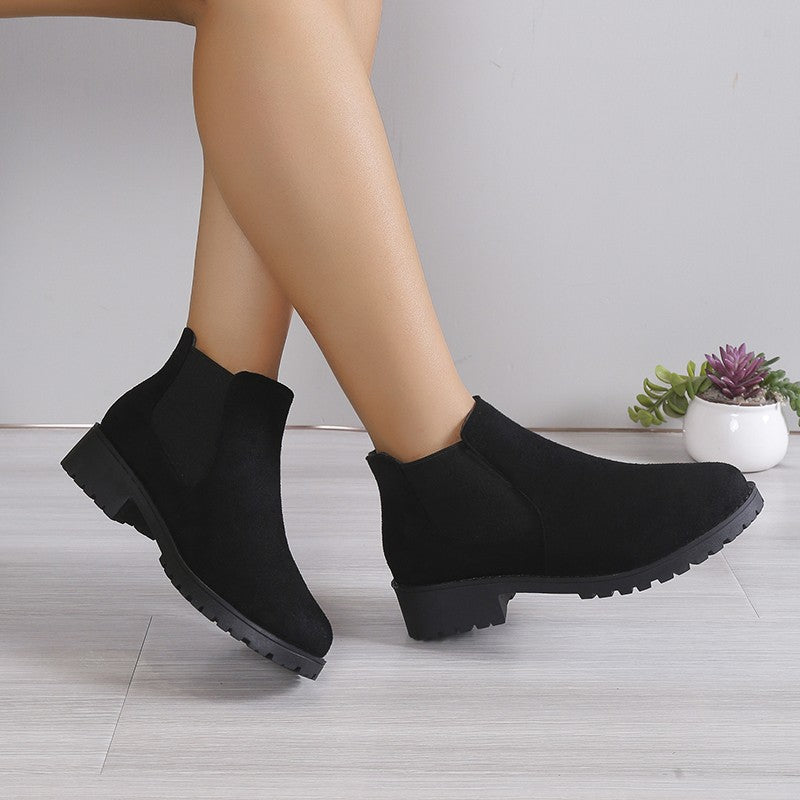 Women Boots Chunky Heel Platform British Style Thick Sole Increase Height Casual Chelsea Boots For Autumn And Winter Casual Wear