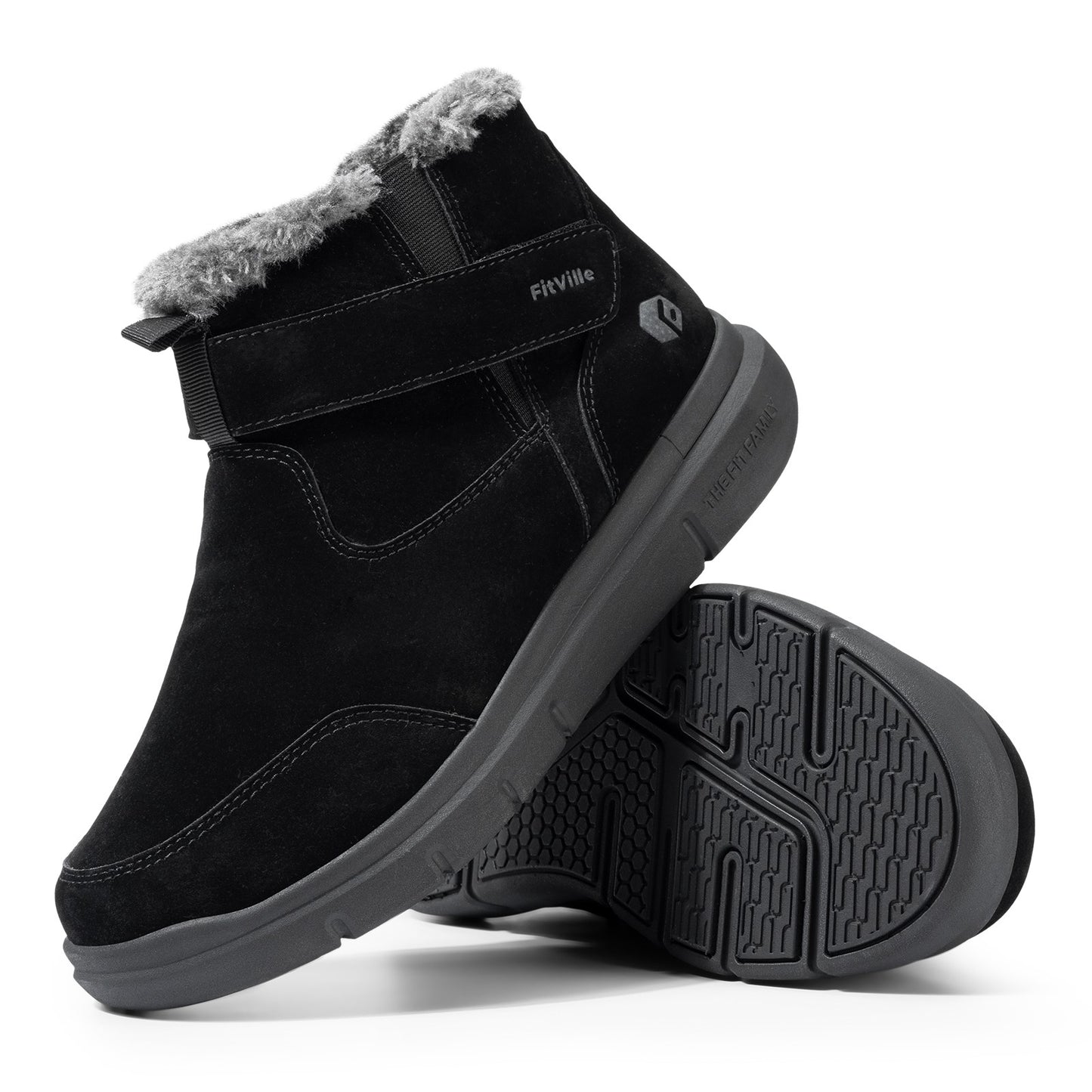 Fitville Men's Boots Winter Wide Version Outdoor Lightweight Snow Boots Men's Waterproof & Non-Slip Thick Warm Thick Fur