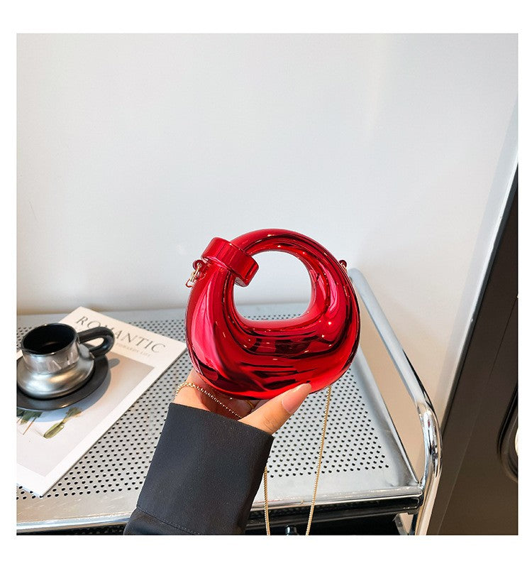 Fashion Crescent Mini Acrylic Chain Evening Bag for Women, Shoulder and Crossbody Bag