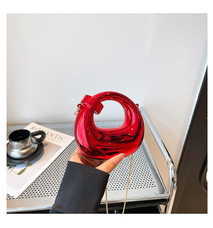 Fashion Crescent Mini Acrylic Chain Evening Bag for Women, Shoulder and Crossbody Bag