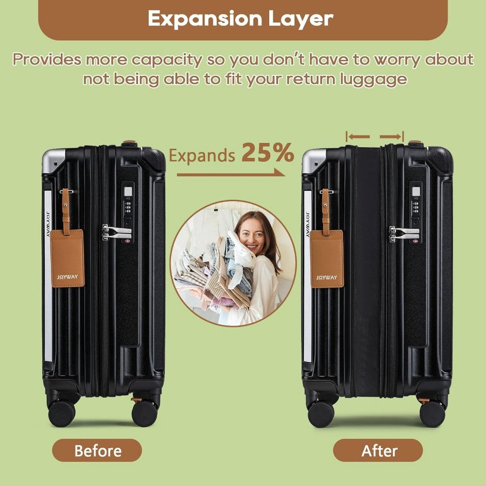 Mala de Bordo 20 com Capacidade Expansível, Suporte para Copo, Porta USB, Rodas Antiderrapantes e Alça para Viagens Inteligentes