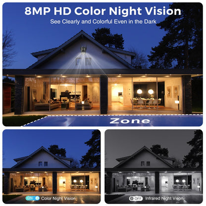 Wifi Camera Outdoor 8MP 4K Dual Lens Dual Screens Black Surveillance Camera Night Vision Human Detection Security Camera ICsee