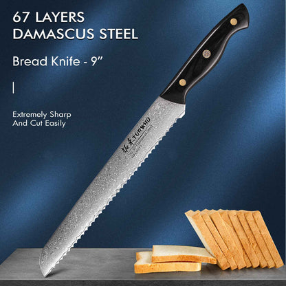 TURWHO 1-6PCS Kitchen Knives Set Japanese 67 Layer Damascus Steel Chef Knife PRO VG10 Santoku Bread Boning Utility Paring Knives