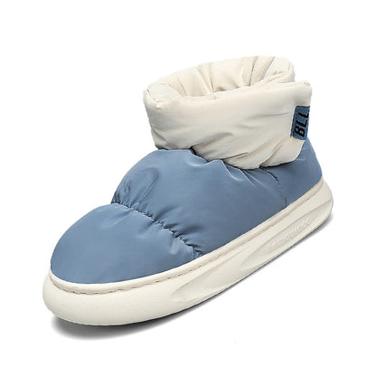 Outdoor Plush Warm Men's Snow Boots Winter Couple Cotton Shoes Down Non-Slip Waterproof Fashion Kids Shoes Slip on Soft Sneakers