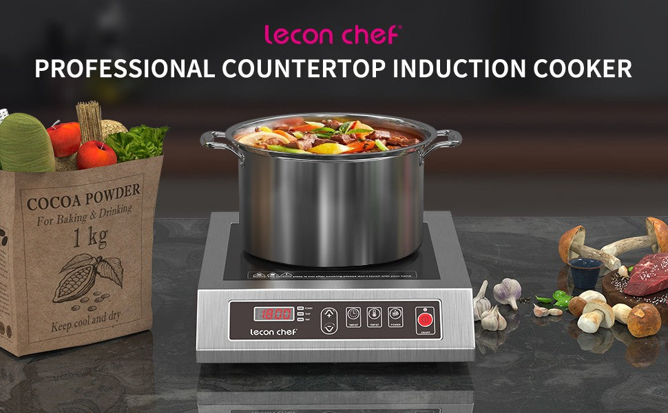 Leconchef Induction Cooktop Commercial Countertop Induction Cooker Electric Burner 10 Power&Temperature, Timer&Preset