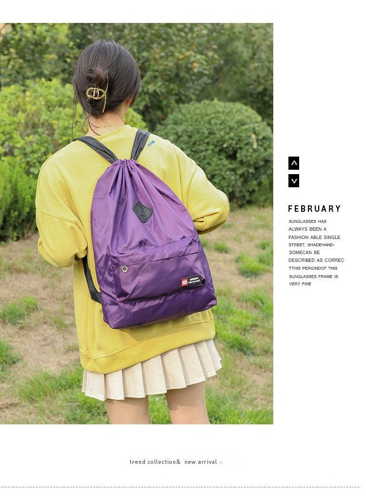 Mochila de Cordão Oxford para Exterior Unissex Bolsa Leve de Nylon Esportiva de Viagem de Grande Capacidade Versátil