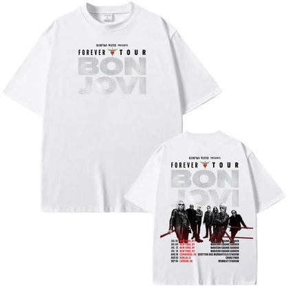 Bon Jovi Grunge Band Forever TOUR 2026 Tee Summer Casual Tshirt 100% Cotton Comfortable High Quality Graphic 100%Cotton Tops