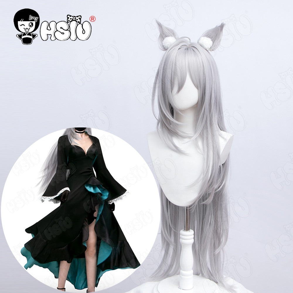 Sunaokami Shiroko Cosplay Peruca Fibra sintética de vestuário Peruca de cosplay de Blue Archive?HSIU ?Peruca longa prata acinzentada+Touca de peruca