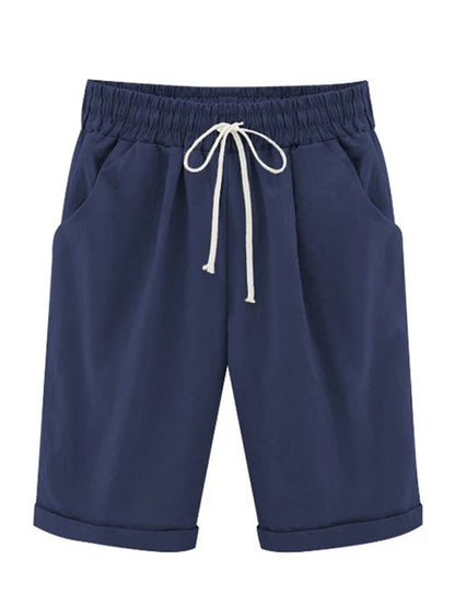 Women Cotton Shorts Casual High Waist Pocket Harem Pant Summer Cool Thin Beachwear Fashion Breathable Female Clothing